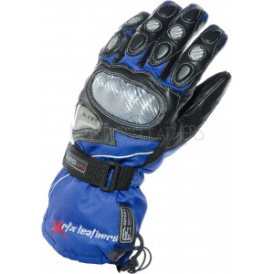 RTX Hydro Kinetic Blue Leather Winter Motorcycle Gloves RTX Hydro Kinetic Blue Leather Winter Motorcycle Gloves